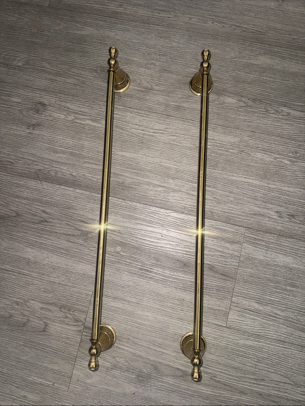 Pottery Barn Polished Brass Towel Bars - Gold Tone Pair